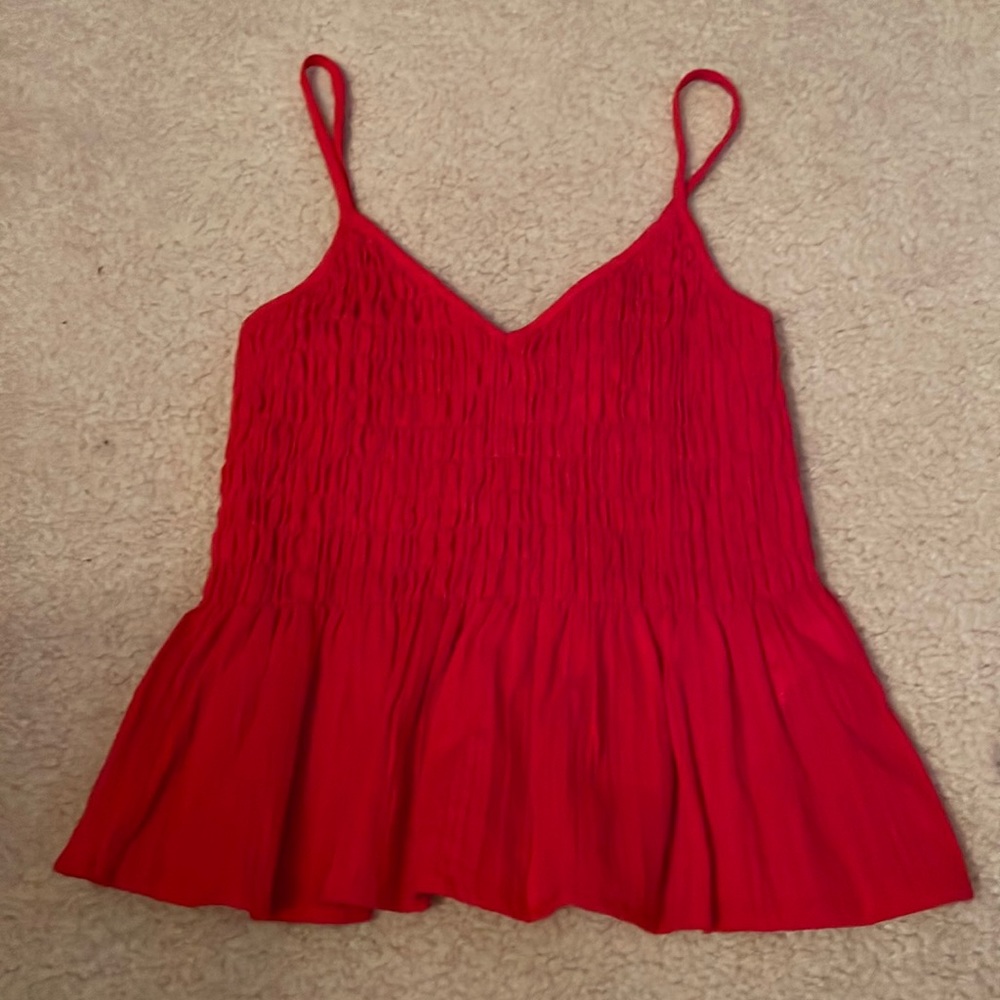Red ruffle tank top